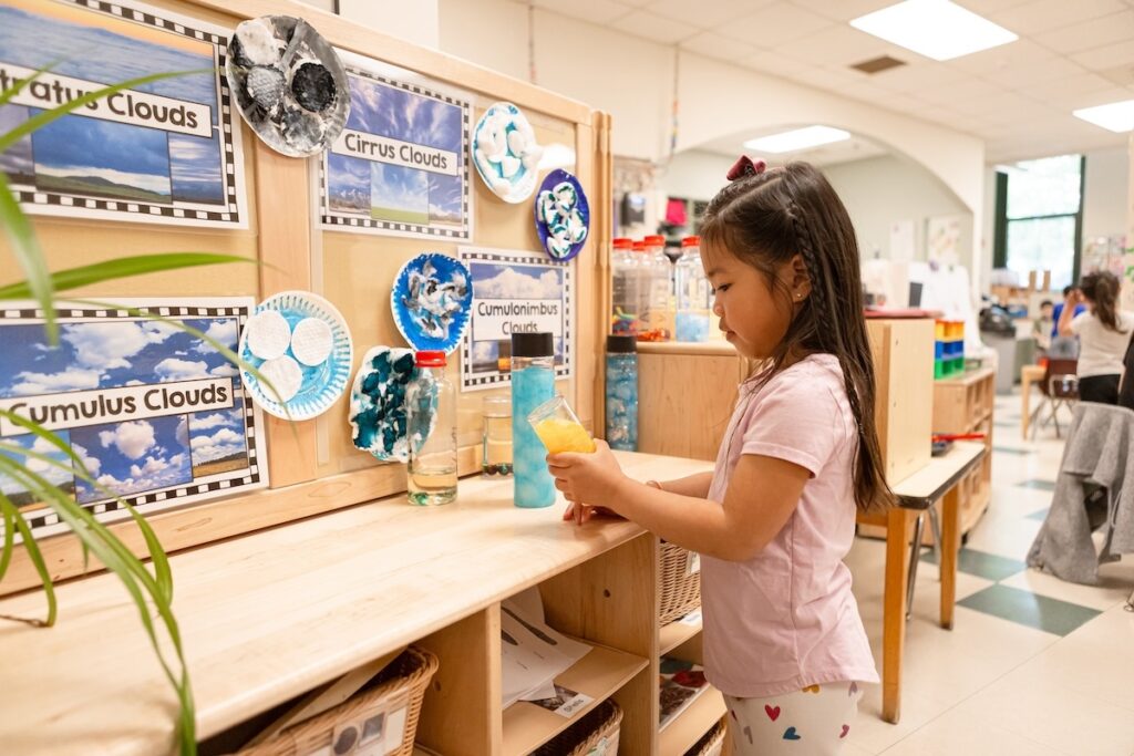 A girl observing a cloud center