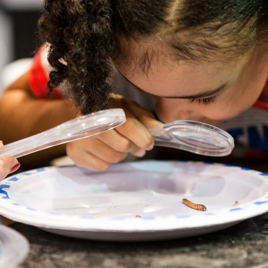Girl with magnifying glass