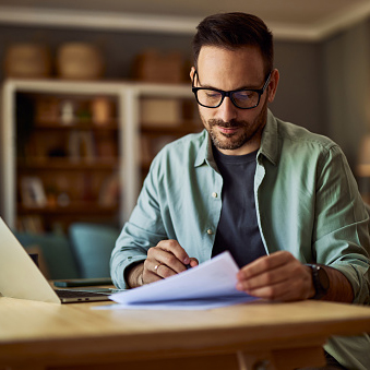 man at desk